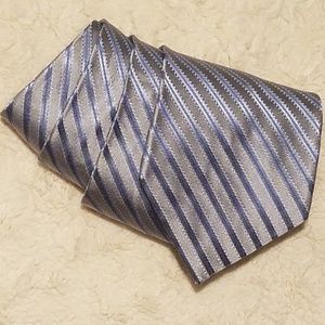 Apt. 9 100% Silk Tie Light Blue and Silver Stripes